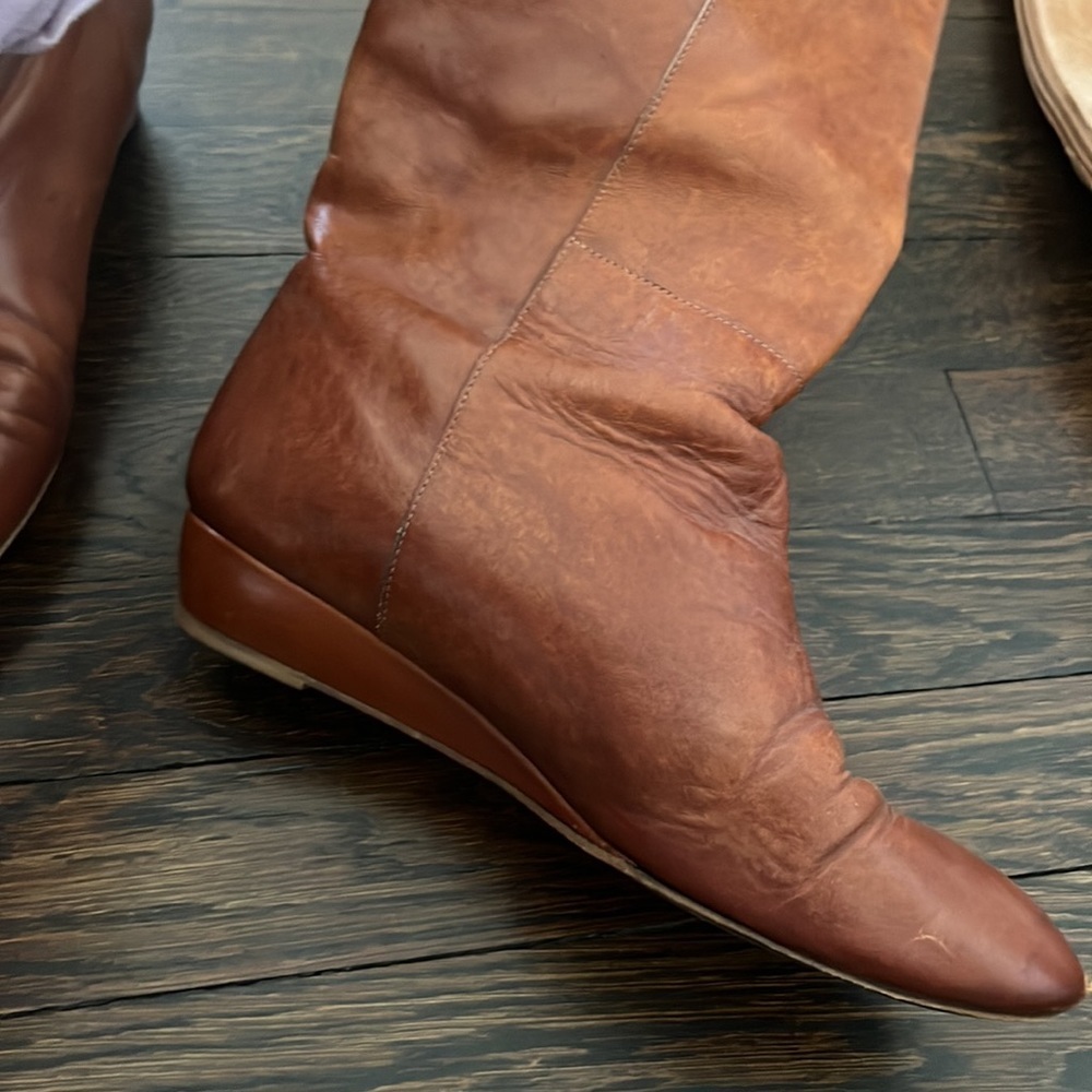 LOEFFLER RANDALL Leather wedge Riding Boots - Picture 2 of 6